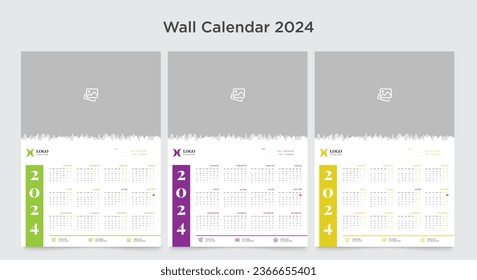 Wall Calendar 2024 Template Design, Year 2024