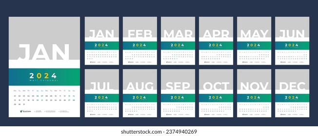 Diseño de plantillas de calendario de pared 2024