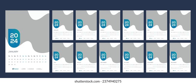 Wall Calendar 2024 Template Design