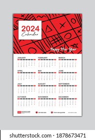 Wall Calendar 2024 template. Week Starts on Saturday. Set of 12 Months for calendar 2024 year. Desk calendar template. Printing design. memphis geometric patterns. vector illustration.