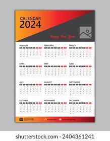 Plantilla de Calendario Paralelo 2024, Semana comienza el lunes, Conjunto de 12 meses para el año calendario 2024, Plantilla de calendario 2024, afiche, Diseño de impresión, ilustración vectorial.