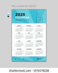Wall calendar 2025 design template vector, Week Starts on Monday. Set of 12 Months, desk calendar 2025 design, simple, planner design, poster calendar, printing, advertisement, vertical page