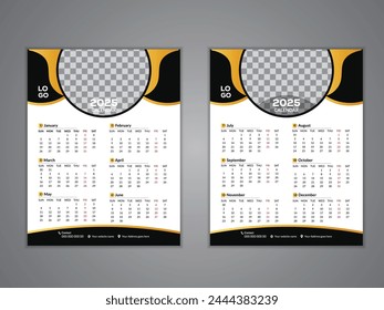 Wall Calendar 2025, Wall calendar design template for 2025 minimalist, clean, and elegant design Calendar for 2025