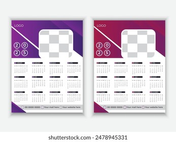 Wandkalender 2025, Wandkalender-Design-Vorlage für 2025 Minimalistisches, sauberes und elegantes Design-Kalender für 2025.