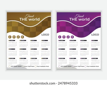Wall Calendar 2025, Wall calendar design template for 2025 minimalist, clean, and elegant design Calendar for 2025.