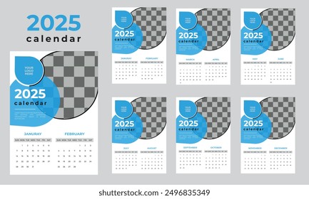 Wall Calendar 2025, Wall calendar design template for 2025, minimalist, clean, and elegant design.