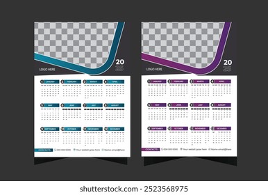 Wall calendar 2025 design template, week starting from Monday. Clean, elegant template schedule planner, abstract gradient color luxury concept, perfect use in home, school, college and office.