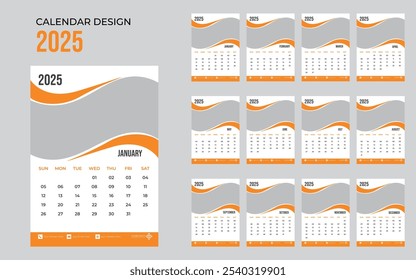Wall Calendar 2025 Wall calendar design template for 2025 minimalist clean