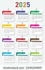 Design de modelo de Wall Calendar 2025, Office Calendar 2025, modelo para o calendário anual 2025, Modelo de Design de Calendário Fotos e Stock Royalty-Free