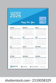 Plantilla de calendario de pared 2026. La semana empieza el sábado. Conjunto de 12 meses para el año calendario 2026. Plantilla de calendario de escritorio. Diseño de impresión. patrones geométricos memphis. ilustración vectorial.