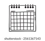 Wall calendar blank template doodle hand drawn icon. Outline drawing planning, diary line clipart symbol. Vector illustration