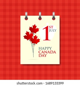 Wall calendar with Canada Day. 