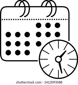 Wall Calendar and Clock icon in outline style