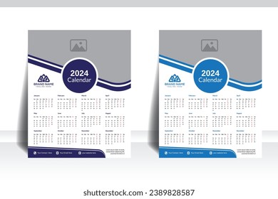 Wall calendar Corporate and modern Complete 12 months, yearly calendar design with space for your image.