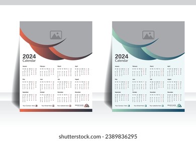 Wall calendar creative and modern Complete  12 months, yearly calendar design with space for your image.