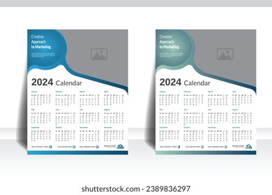 Wall calendar creative and modern Complete  12 months, yearly calendar design with space for your image.