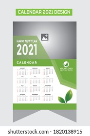 Wall Calendar Design 2021, Set Wall Calendar template design with Place for Photo and Company Logo
