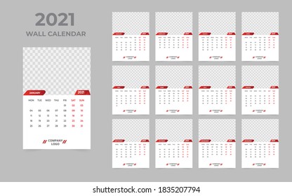 Wall calendar design 2021 template 