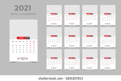 Wall calendar design 2021 template 