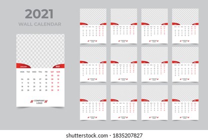 Wall calendar design 2021 template 