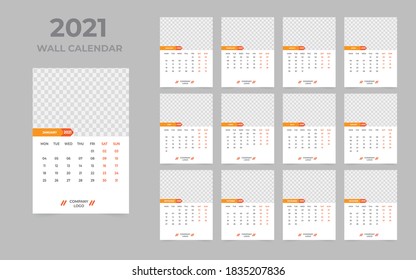 Wall calendar design 2021 template 