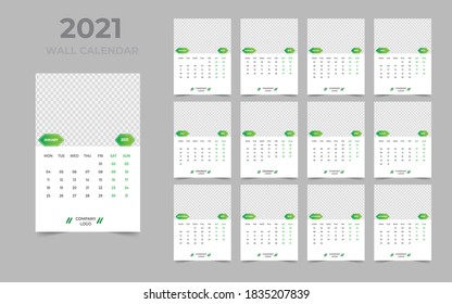 Wall calendar design 2021 template 