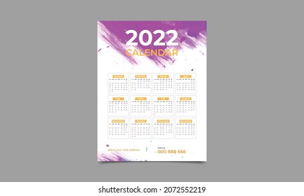 Wall Calendar Design 2022. New Year Wall Calendar Template Design. Vector Illustration..eps