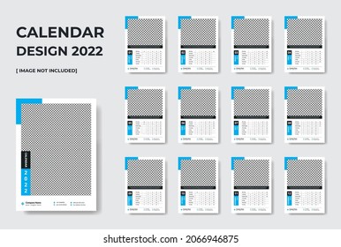 Wall Calendar Design 2022, Wall calendar design template for 2022, simple, clean, Wall calendar 2022, elegant design for 2022,