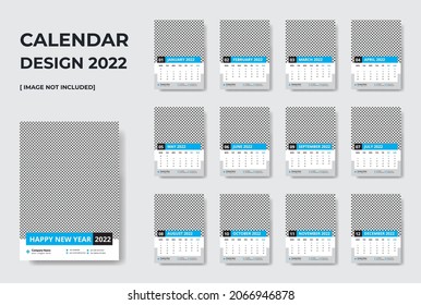 Wall Calendar Design 2022, Wall calendar design template for 2022, simple, clean, Wall calendar 2022, elegant design for 2022,