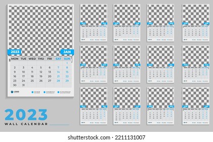 Wall calendar design 2023, 2023 calendar, calendar template