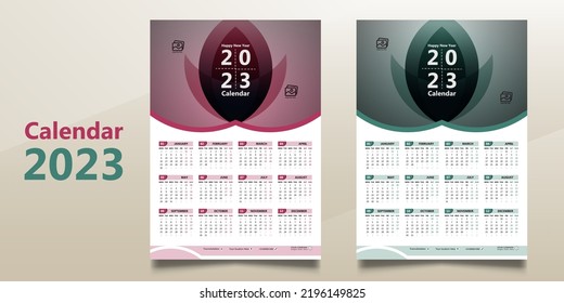 Wall calendar design 2023 vector template 1page A3 size, You can used for your commercial business.