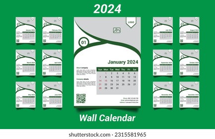 Wall calendar design 2024, Wall calendar 2024, Calendar design 2024.