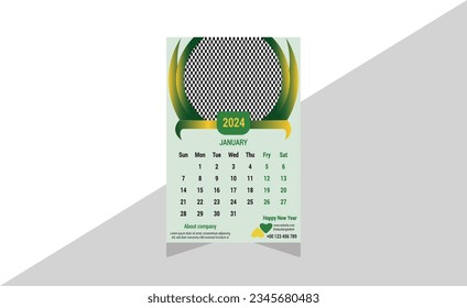 Wall calendar design 2024 Vector illustration