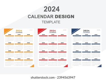 Wall calendar design 2024 year template.