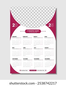 Wandkalender Design 2025, kreative moderne Wandkalender Design Vorlage
