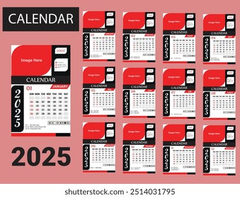 wall calendar design 2025 Print Ready One Page wall calendar template design for 2025. Week starts on Sunday