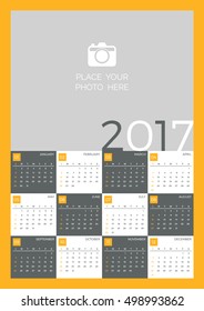 Wall calendar design template for 2017 year