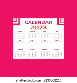 wall calendar design template 2023 with pink background