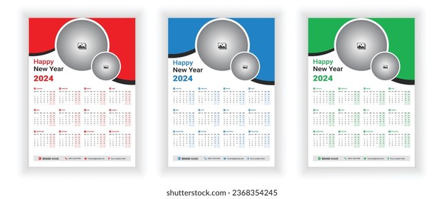 Wall Calendar Design Template for 2024. simple, clean, and elegant design Calendar for 2024, 2024 wall calendar template design, Wall calendar 2024.