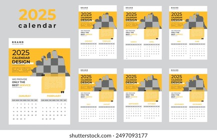 Plantilla de diseño de calendario de pared para 2025, diseño minimalista, limpio y elegante.
