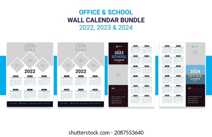 Wall calendar design template bundle 