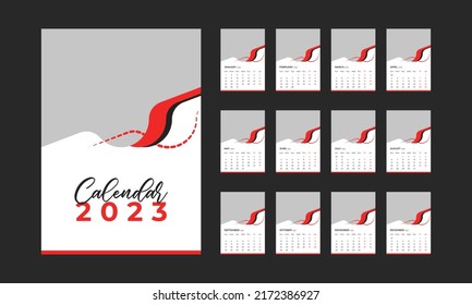 Wall calendar design vector template. A4 size