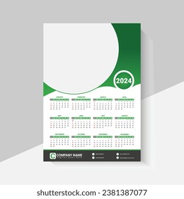 wall calendar desing 2024 vector template