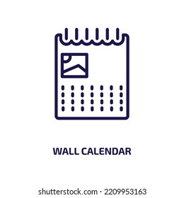 wall calendar icon from business and finance collection. Thin linear wall calendar, date, template outline icon isolated on white background. Line vector wall calendar sign, symbol for web and mobile