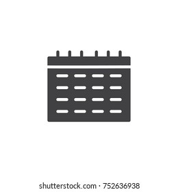 Wall calendar icon vector, filled flat sign, solid pictogram isolated on white. Reminder schedule symbol, logo illustration.