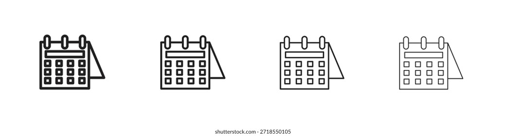Wall calendar icons, Set of linear icons. Black linear palm icons