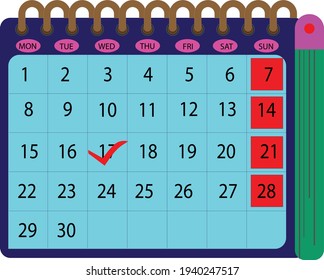 wall calendar isolated with a white background
