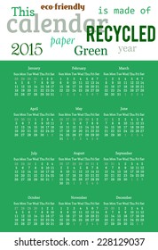 Wall calendar in minimalistic style. Vector illustration. 2015 calendar grid. 