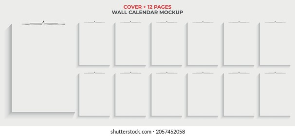 Wall Calendar mockup. Wall calendar mockup on a gray background. High resolution.