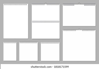 Wall calendar mockup. Realistic Calendar Blank Hanging On A Wall.. Realistic Sheets Of Paper. Vector illustration